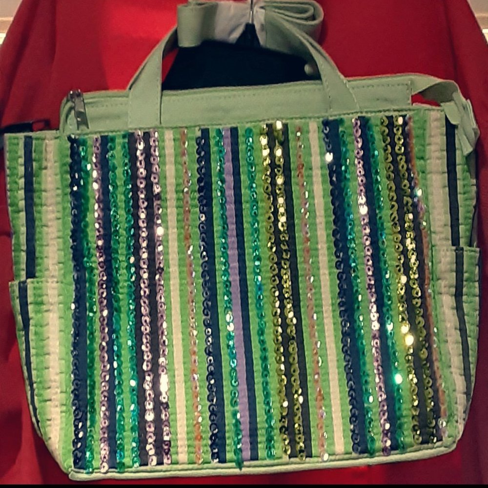Multi-color Striped with Hint of Sequin Purse